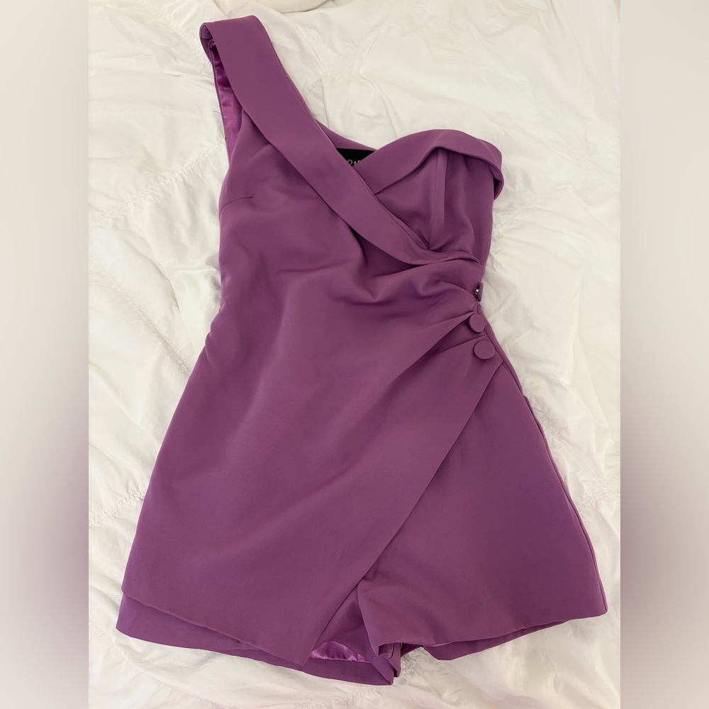 NWOT DO+BE Purple One-Shoulder Romper
